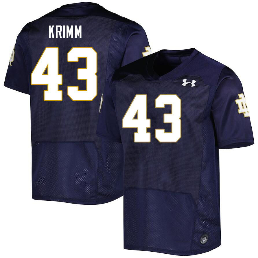 Men #43 Ben Krimm Notre Dame Fighting Irish College Football Jerseys Stitched Sale-Navy